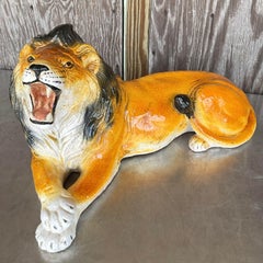 Vintage Italian Glazed Ceramic Lion