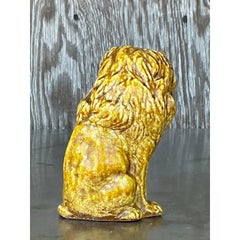 Vintage Italian Glazed Ceramic Lion