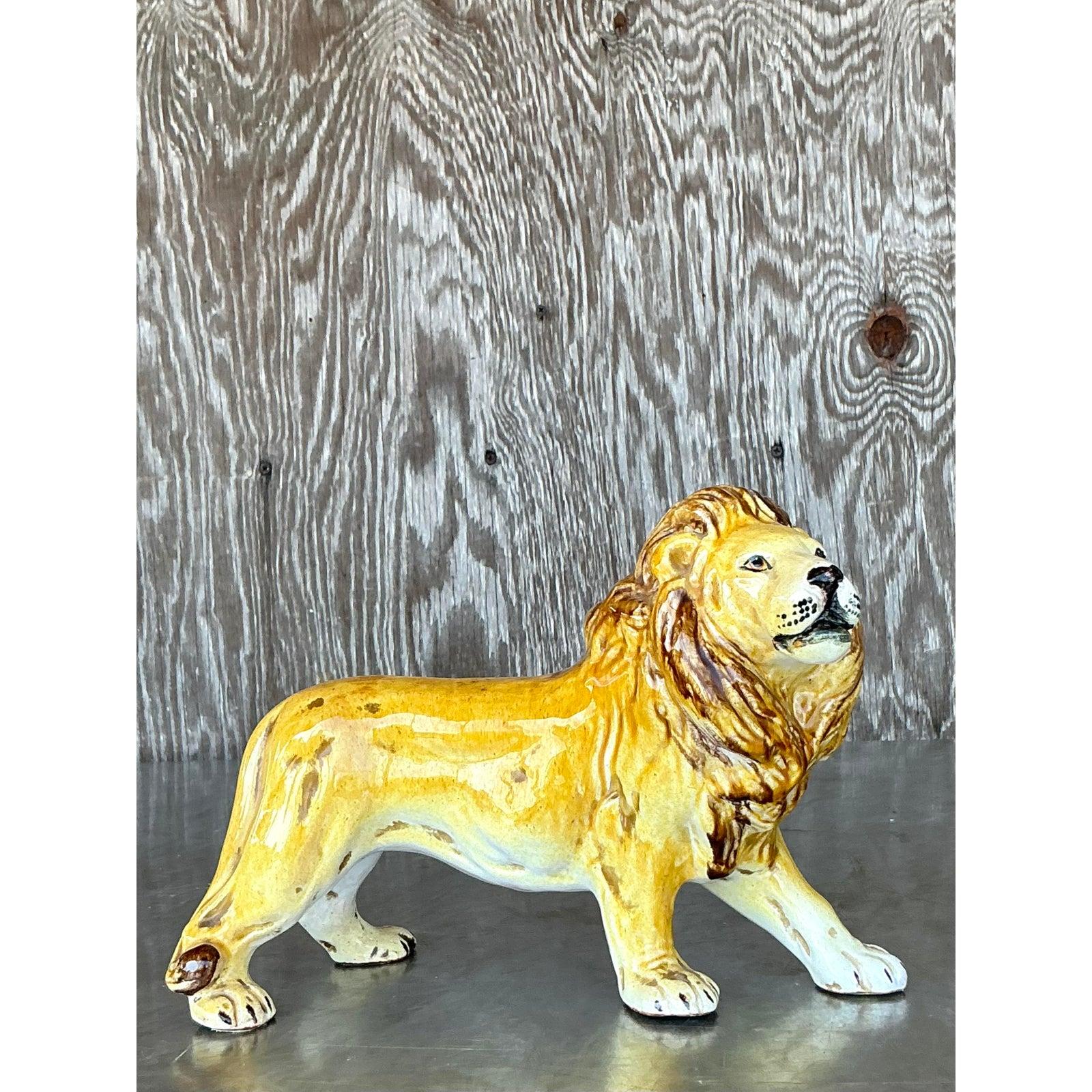 Mid-Century moderno Leone italiano d'epoca in ceramica smaltata in vendita