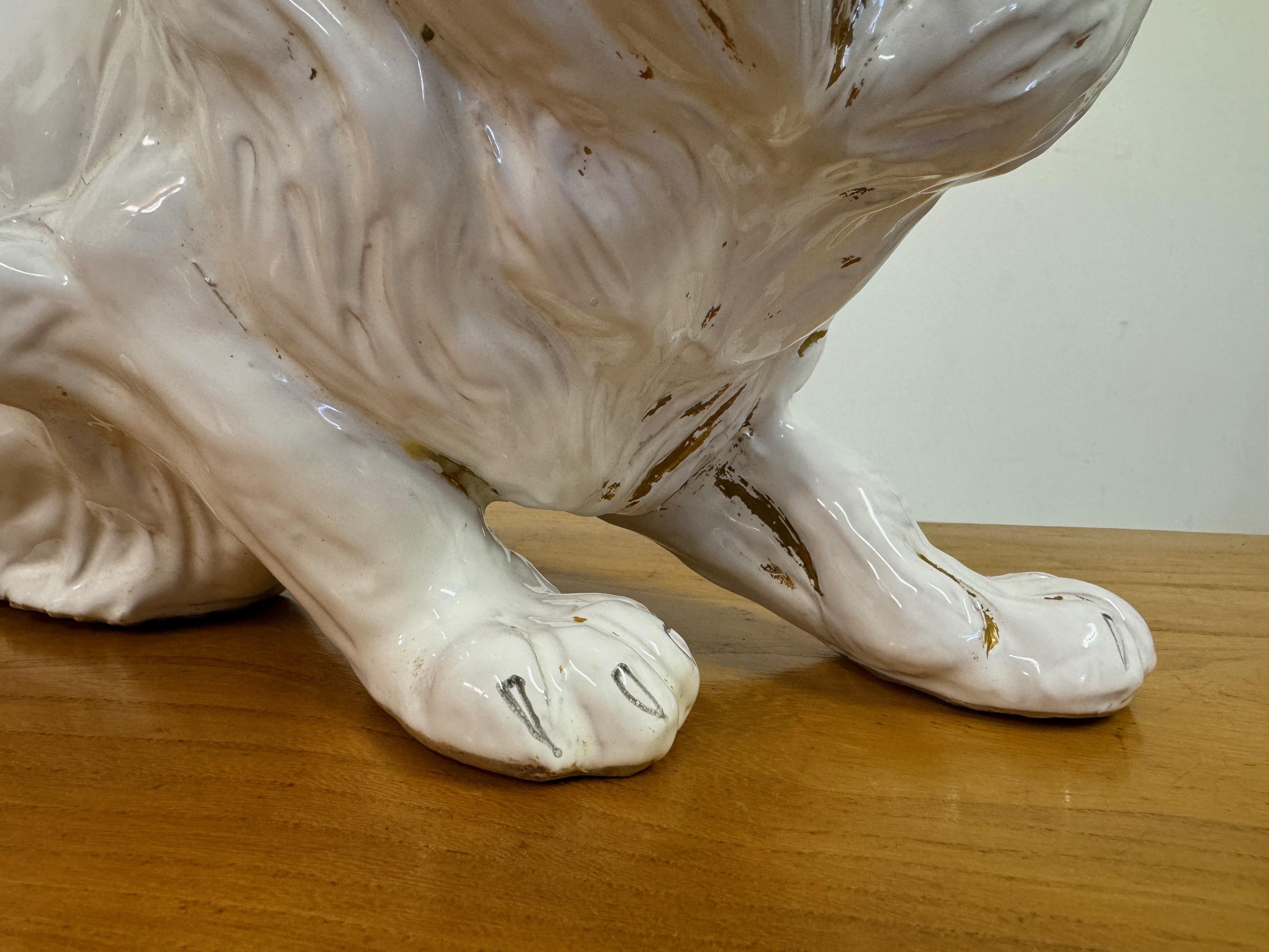 Vintage Italian Glazed Ceramic Lion In Good Condition For Sale In London, London