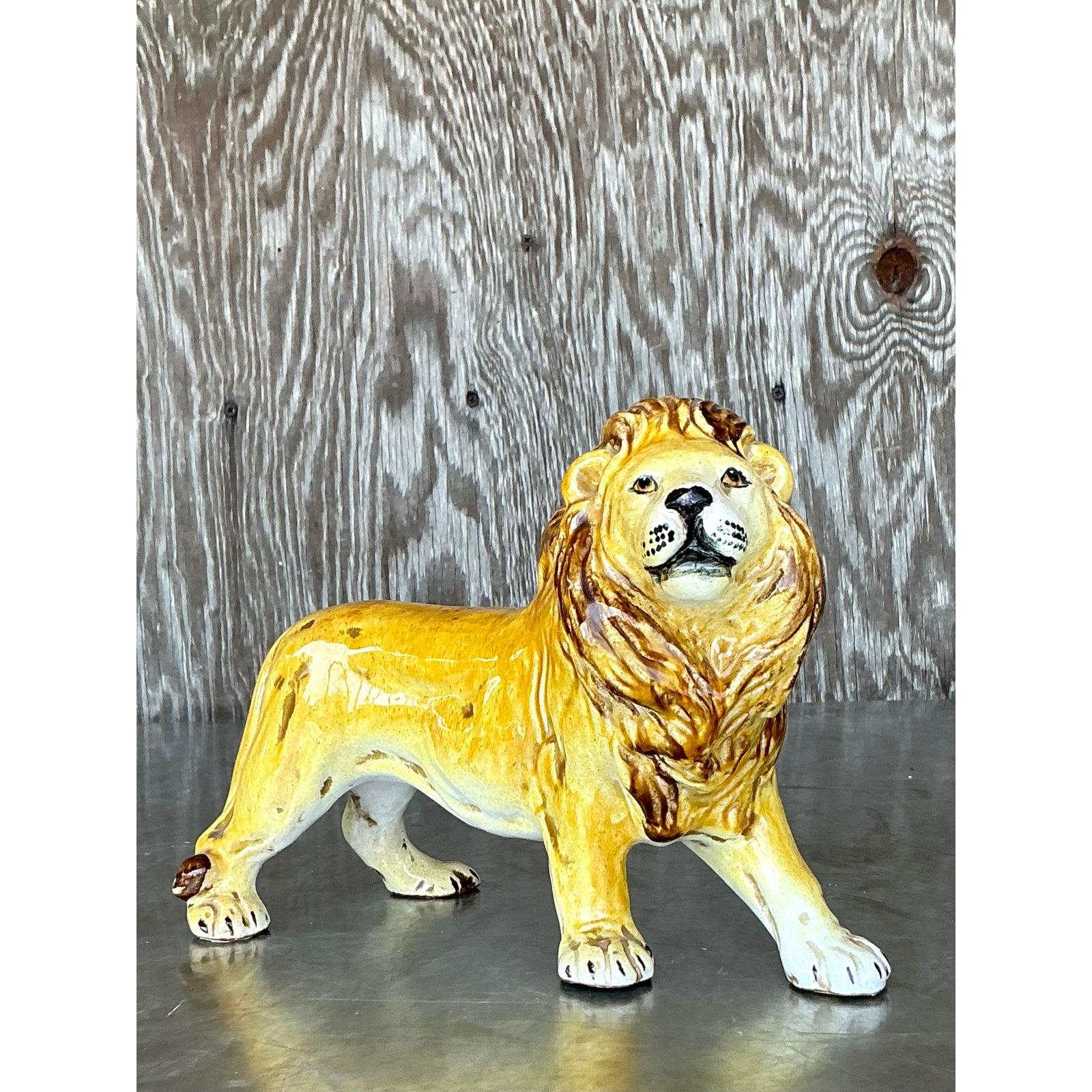 Italiano Leone italiano d'epoca in ceramica smaltata in vendita