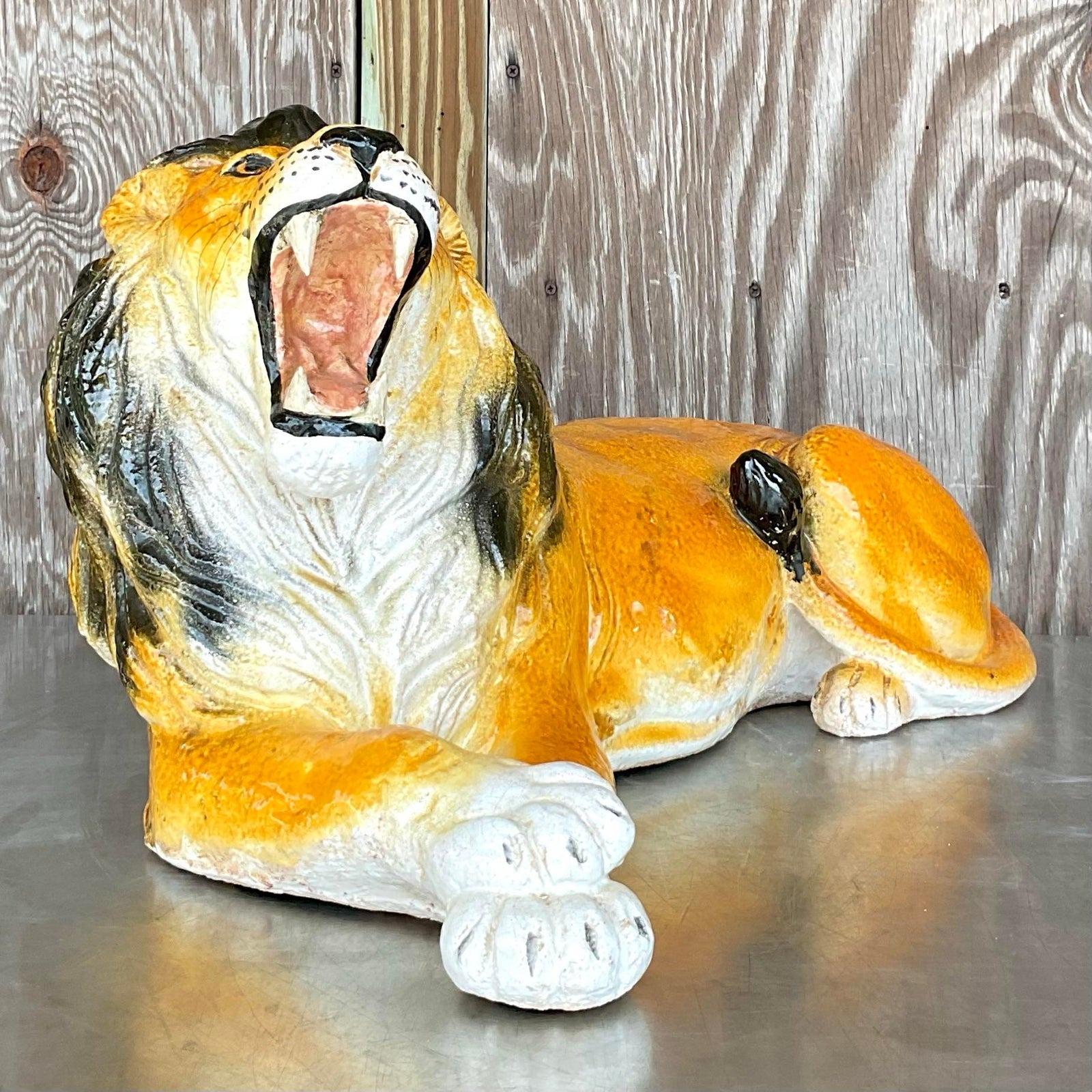 Vintage Italienisch glasierte Keramik Löwe (20. Jahrhundert) im Angebot