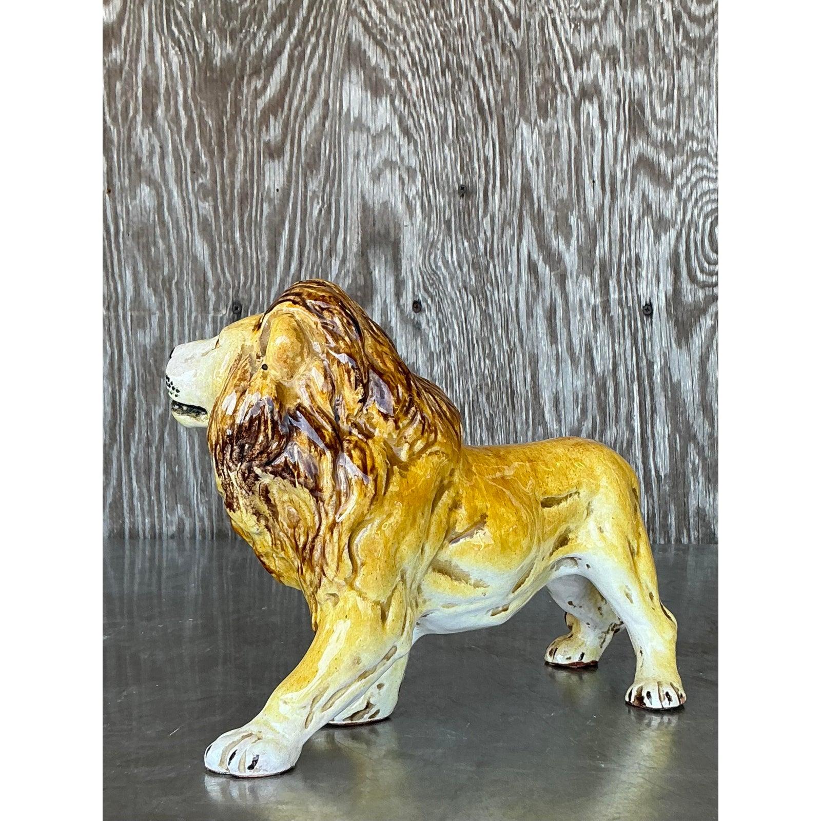 Leone italiano d'epoca in ceramica smaltata In condizioni buone in vendita a West Palm Beach, FL