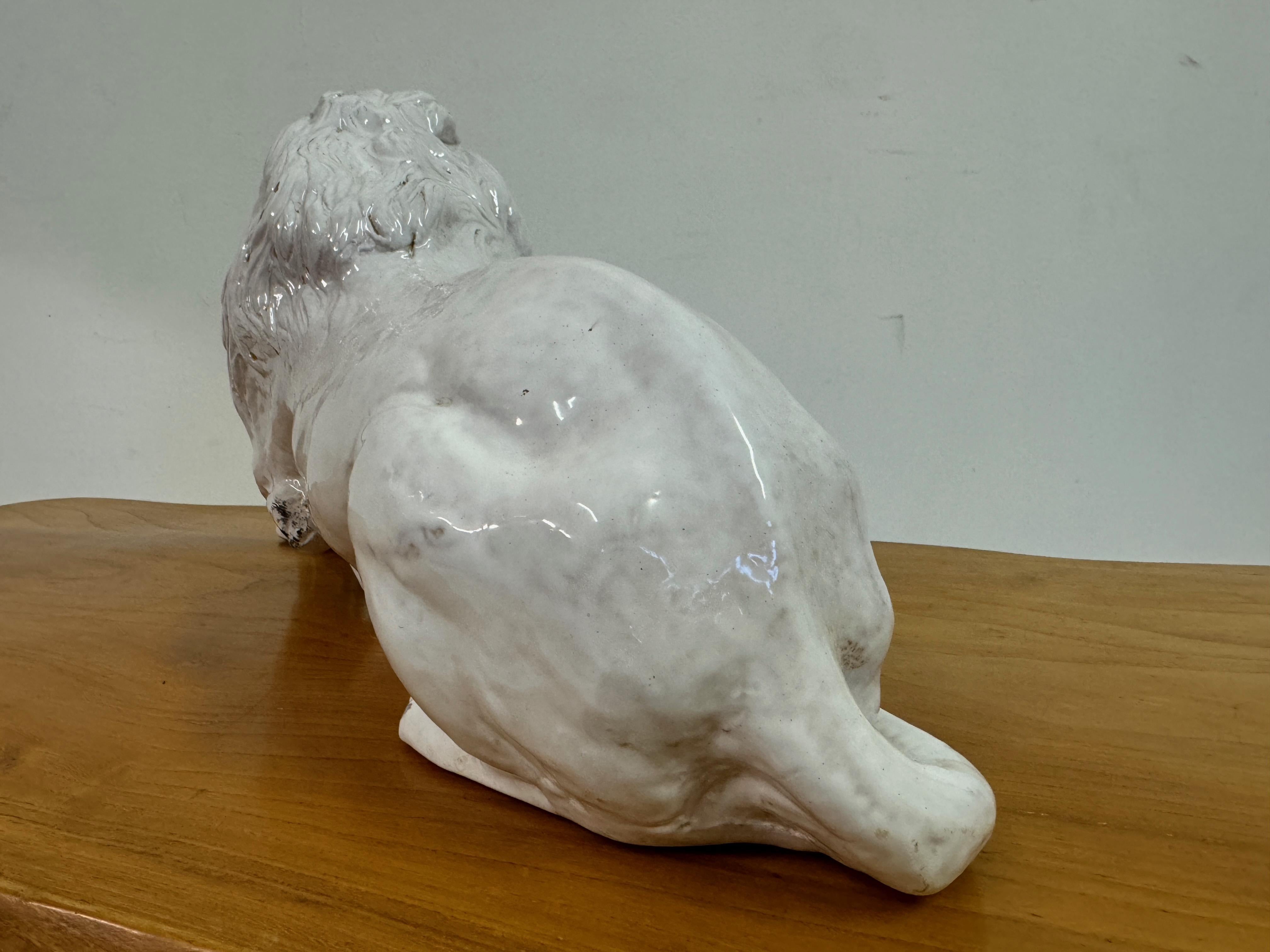 Vintage Italian Glazed Ceramic Lion For Sale 3