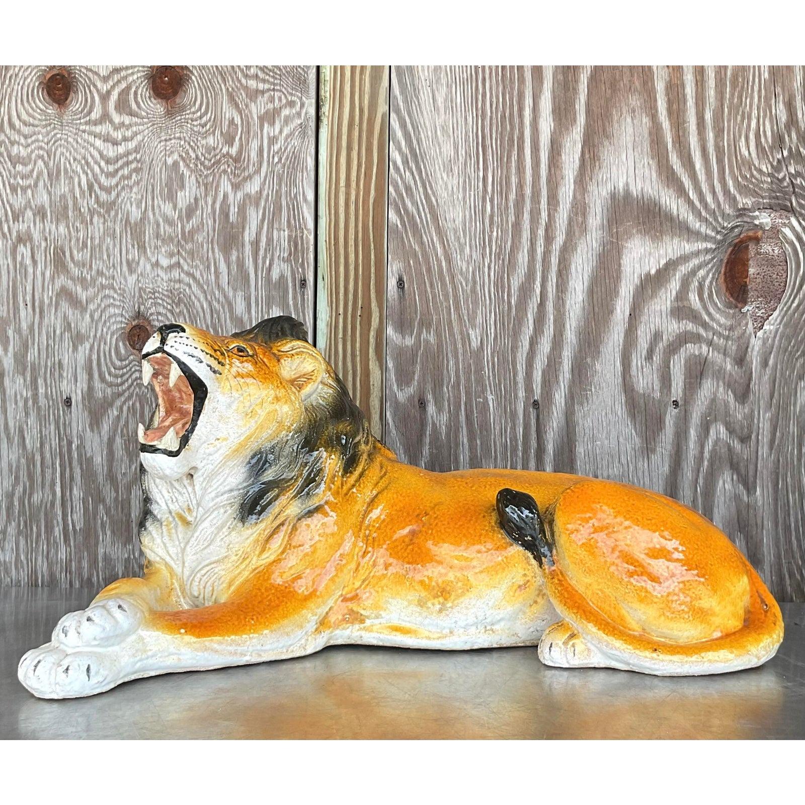 Vintage Italienisch glasierte Keramik Löwe im Angebot 3
