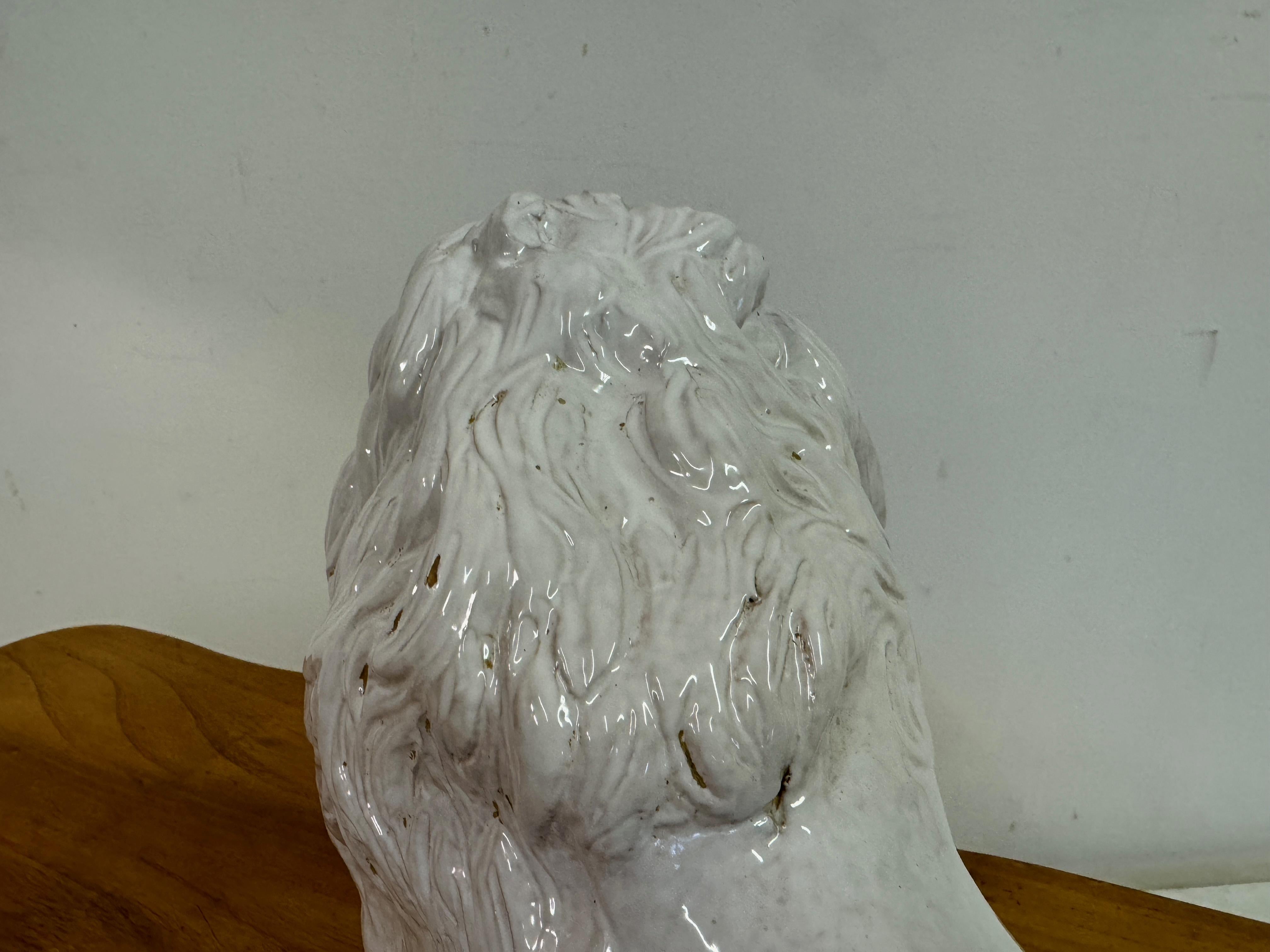 Vintage Italian Glazed Ceramic Lion For Sale 4
