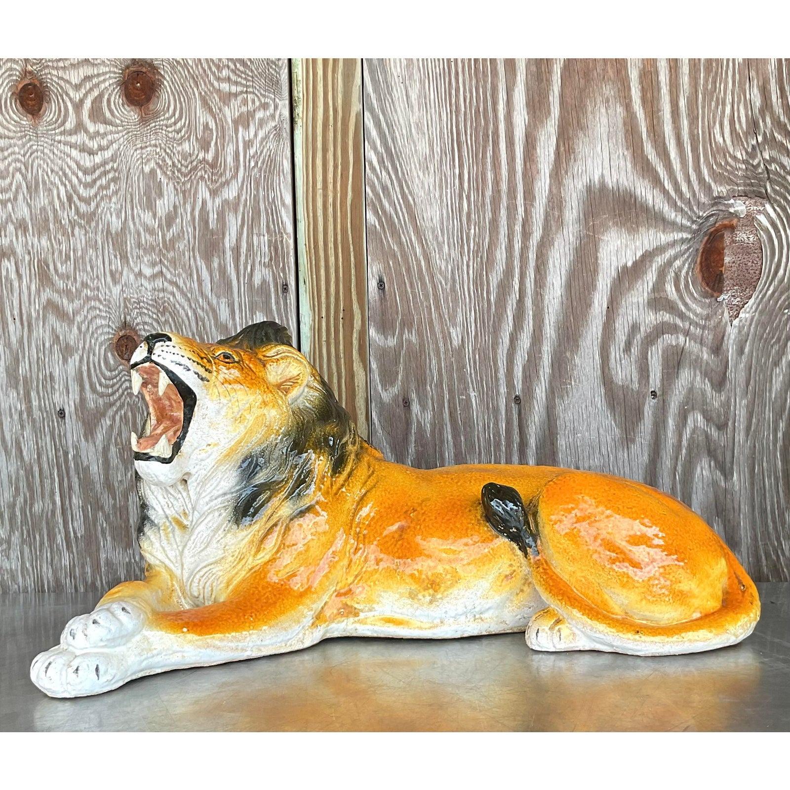 Vintage Italienisch glasierte Keramik Löwe im Angebot 4