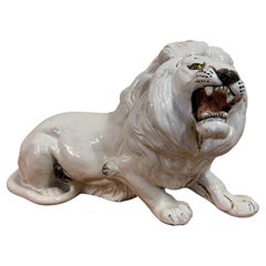 Vintage Italian Glazed Ceramic Lion