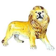 Vintage Italian Glazed Ceramic Lion