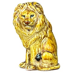 Vintage Italian Glazed Ceramic Lion