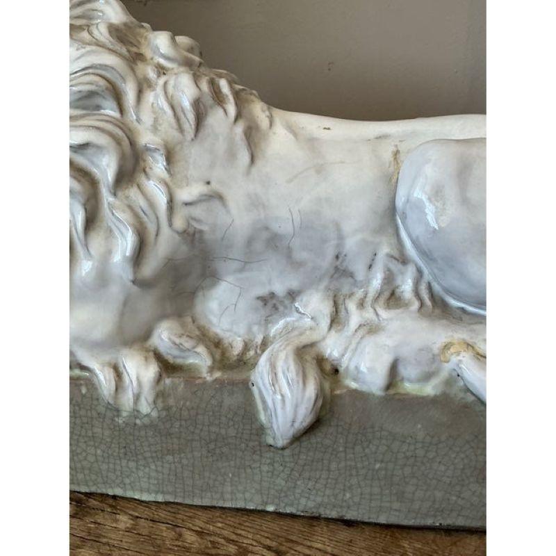 Céramique Paire de Lions en céramique émaillée italienne d'époque en vente