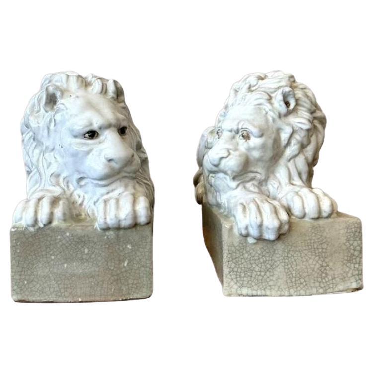 Leoni in ceramica smaltata vintage - Una coppia