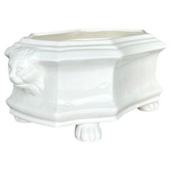 Vintage Italian Glazed Ceramic Lions Head Cache Pot