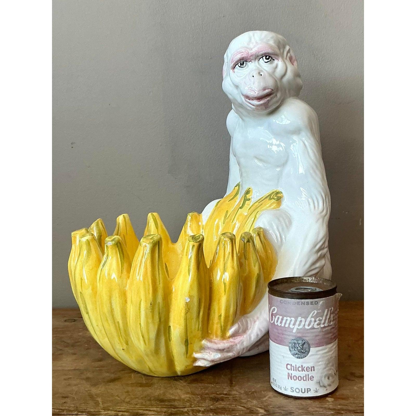 Scimmia in ceramica smaltata italiana vintage In condizioni buone in vendita a West Palm Beach, FL