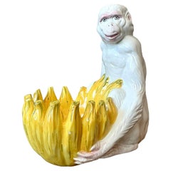 Vintage Italian Glazed Ceramic Monkey