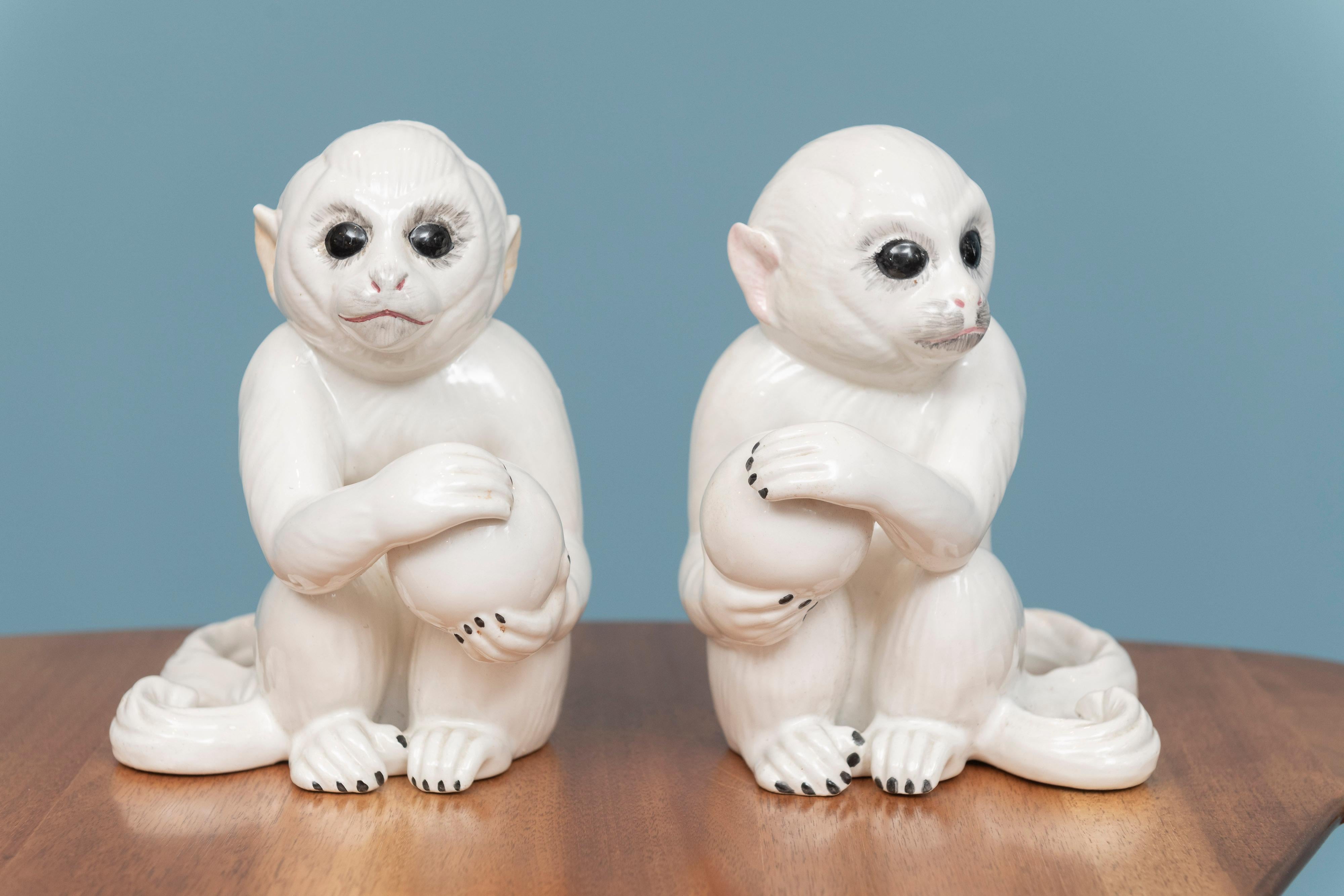 Mid-Century Modern Vintage Italian Glazed Ceramic Monkeys For Sale