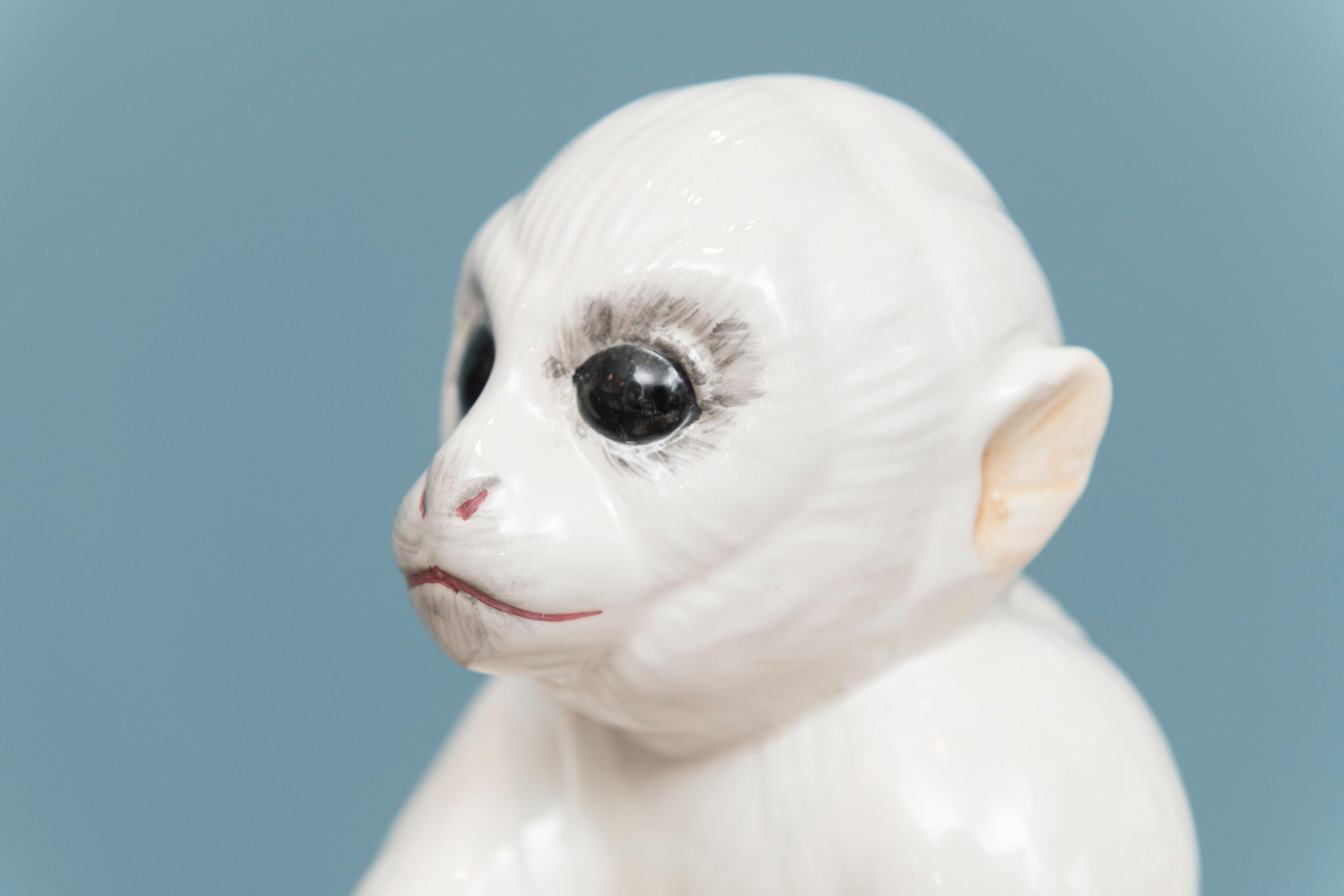 Mid-20th Century Vintage Italian Glazed Ceramic Monkeys For Sale