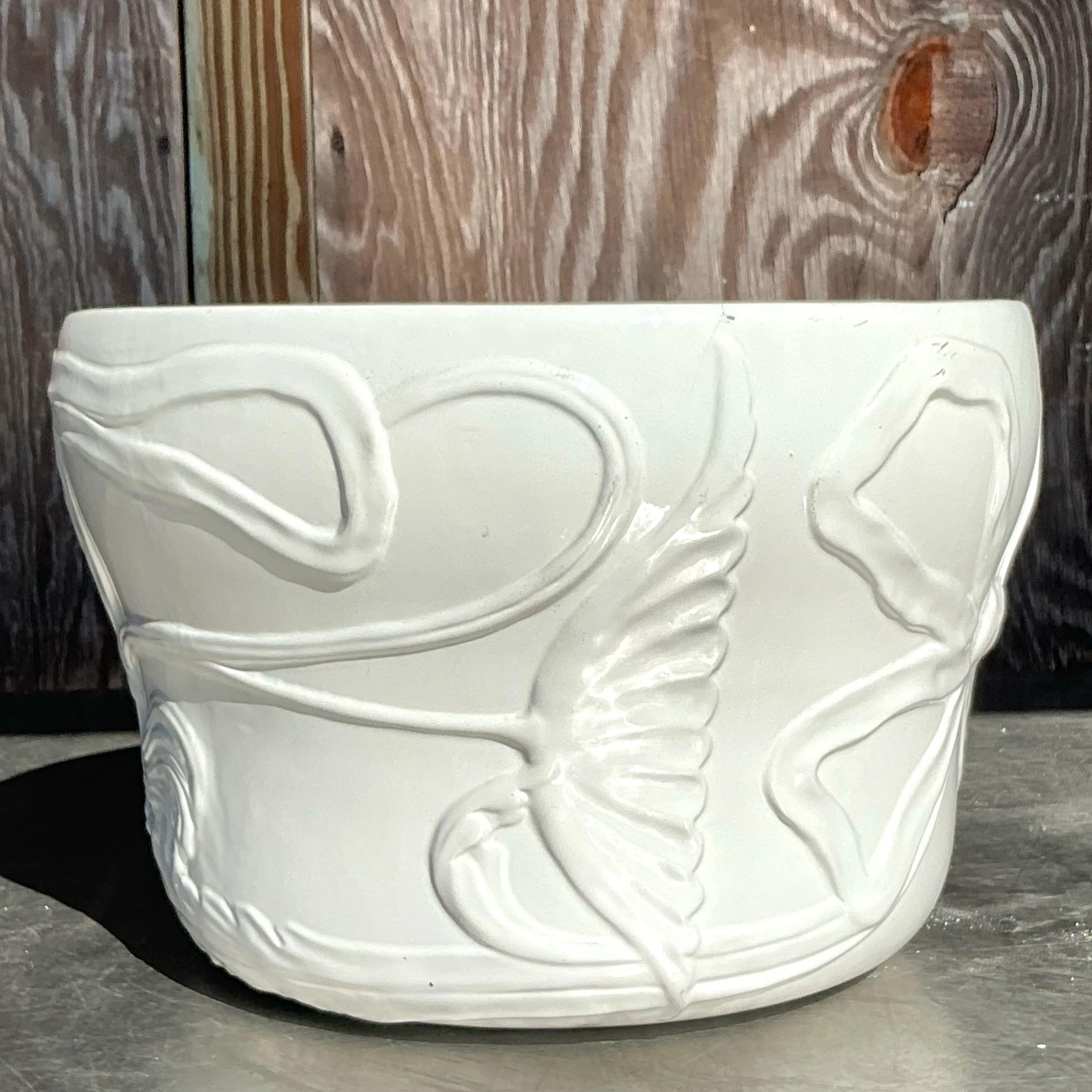 Vintage Italian Glazed Ceramic Planter For Sale 1