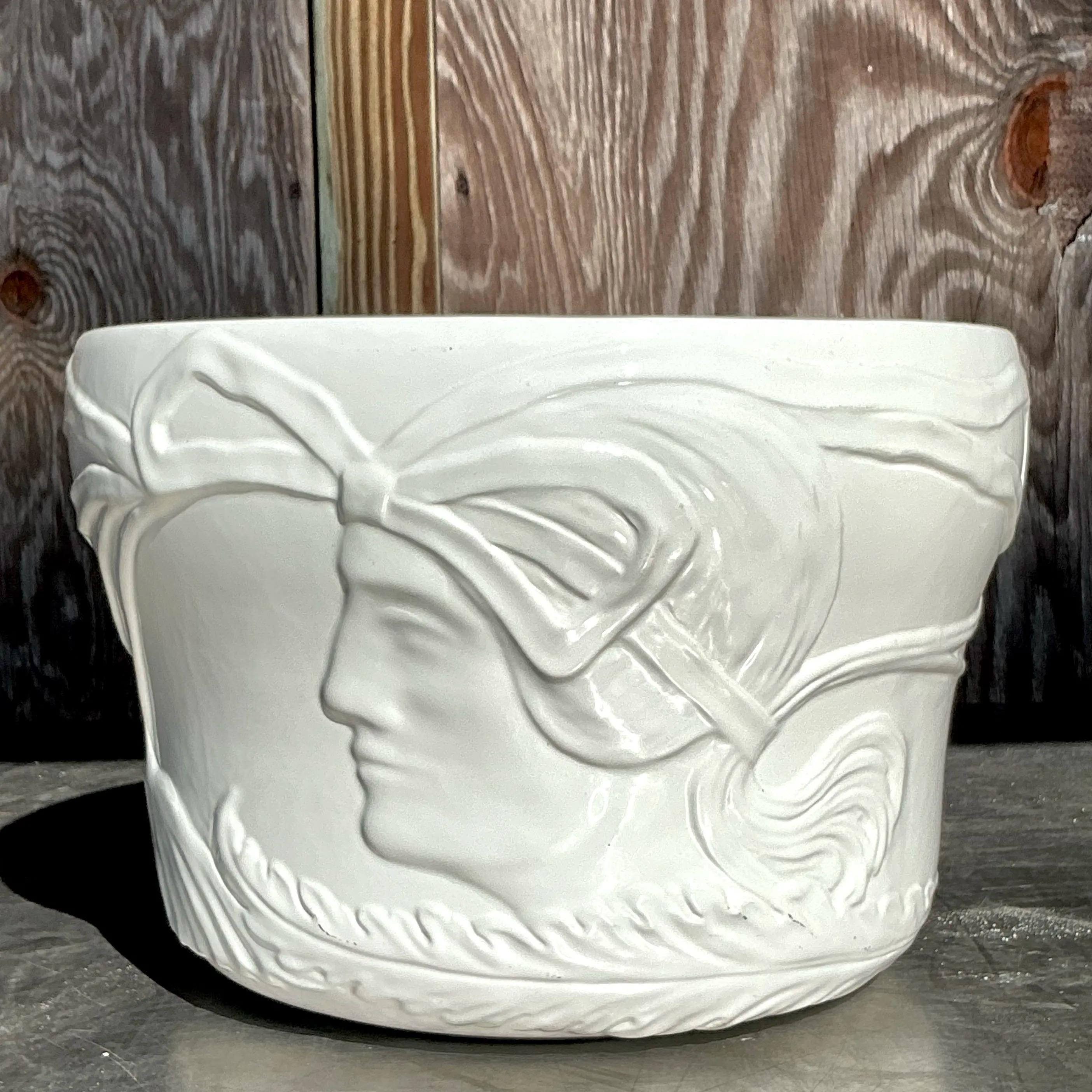 Vintage Italian Glazed Ceramic Planter For Sale 2