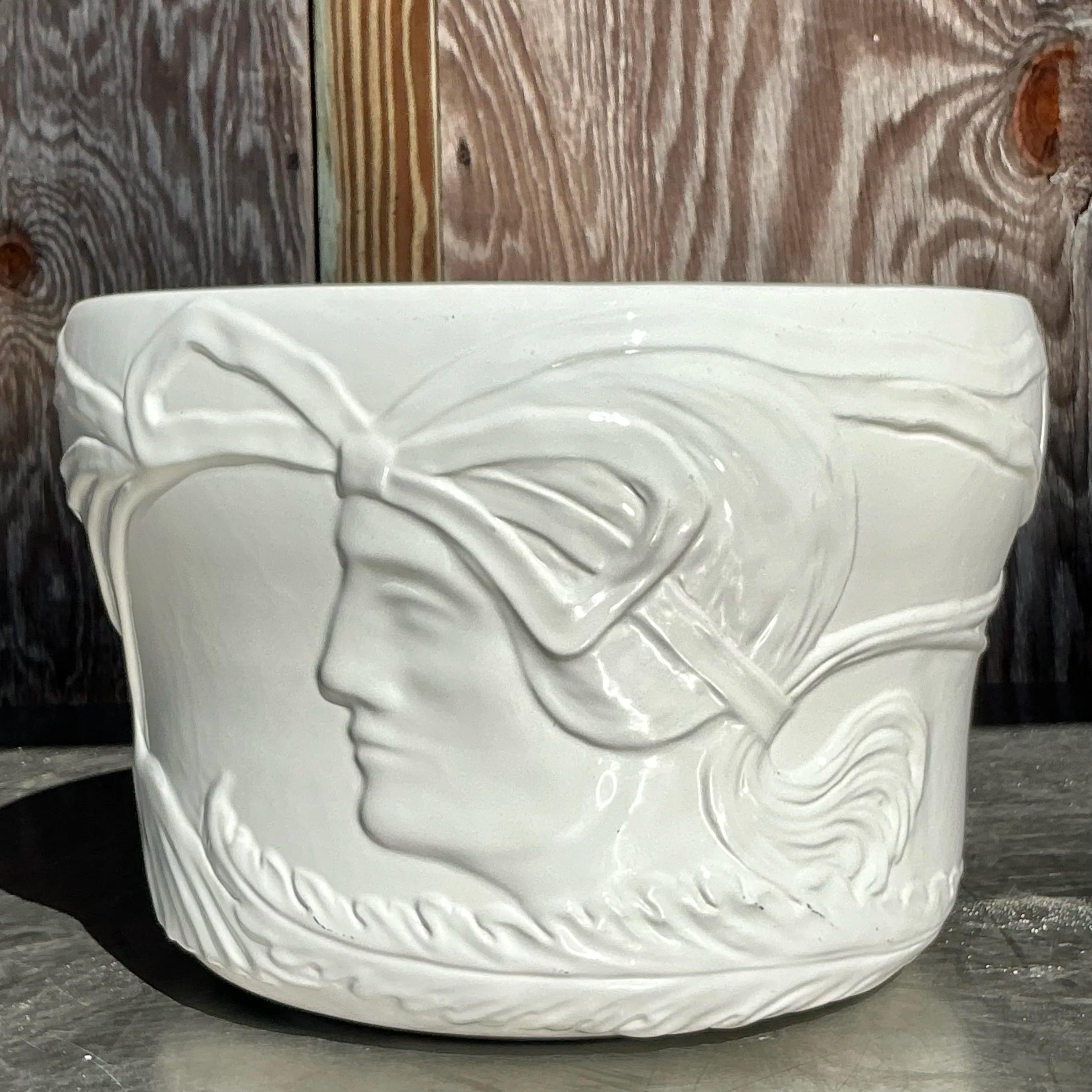 Vintage Italian Glazed Ceramic Planter For Sale 4
