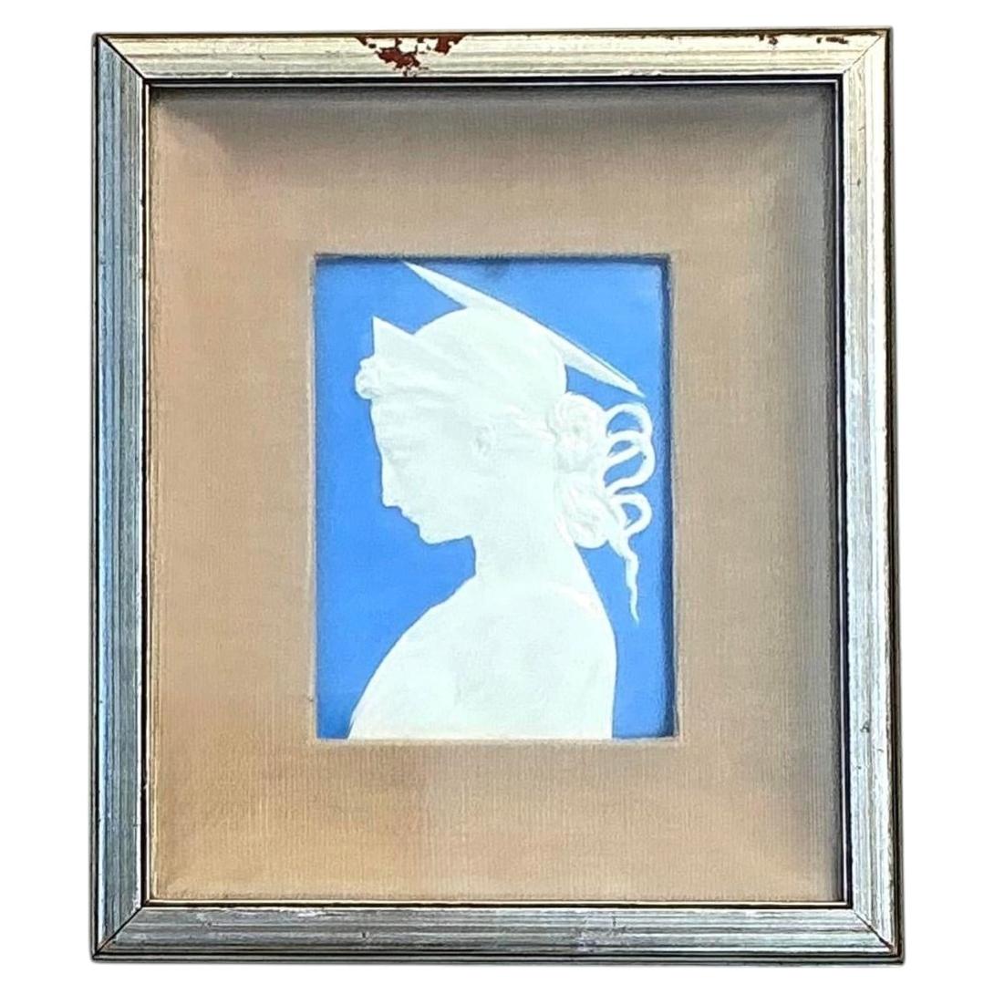 Vintage Italian Glazed Ceramic Profile Tile
