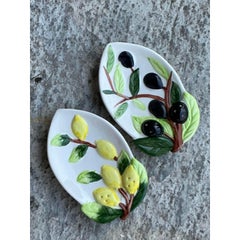 Vintage Italian Glazed Ceramic Spoon Rest - Set of 2