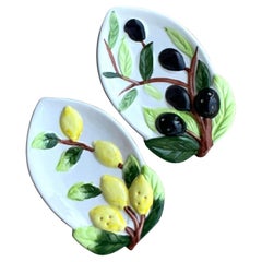 Porte-cuillères italiennes vintage en céramique émaillée - Lot de 2