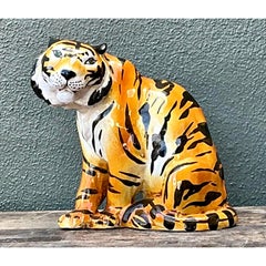 Tigre italien vintage en céramique émaillée