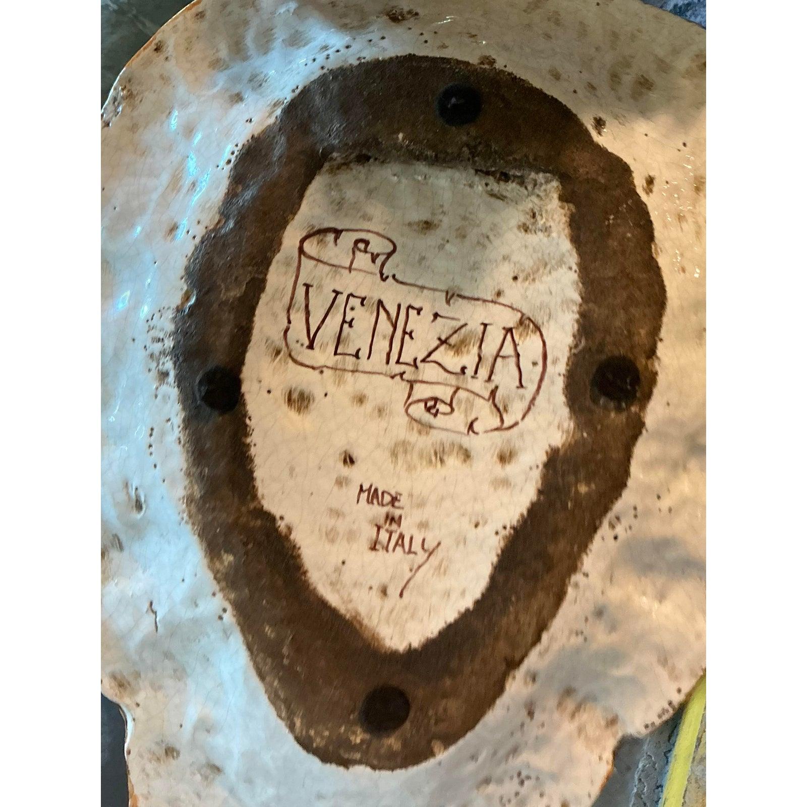 Vintage Italienisch glasiert Keramik geflügelten Löwen Wappen Plakette im Angebot 1