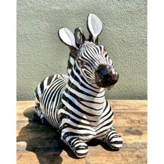 Vintage Italian Glazed Ceramic Zebra