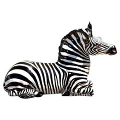 Vintage Italian Glazed Ceramic Zebra