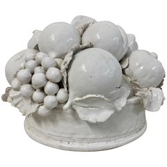 Vintage Italian Glazed Stoneware Fruit Bowl Centerpiece, circa 1940