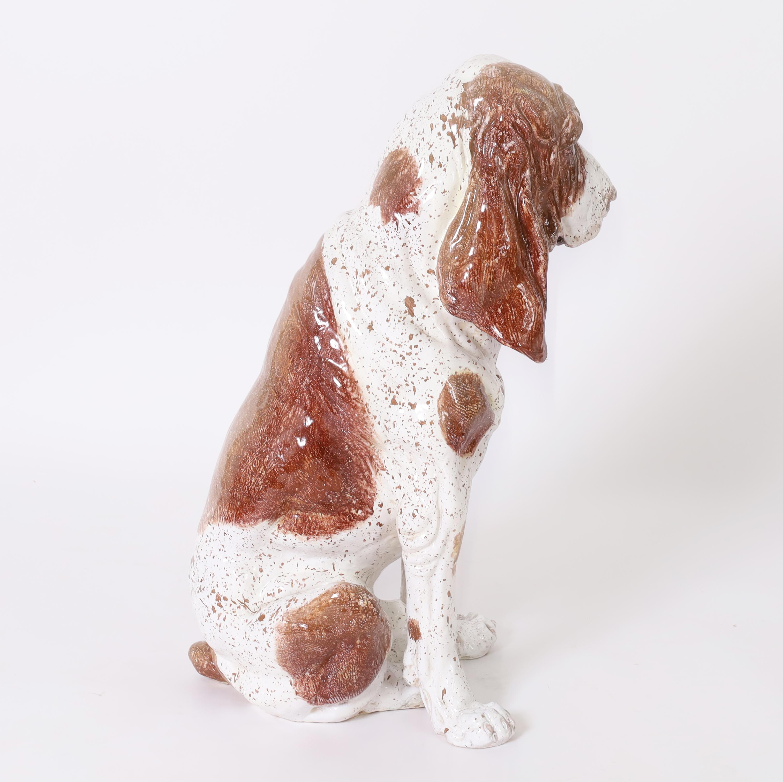 Vintage Italienisch glasiert Terrakotta Hund (Moderne der Mitte des Jahrhunderts) im Angebot