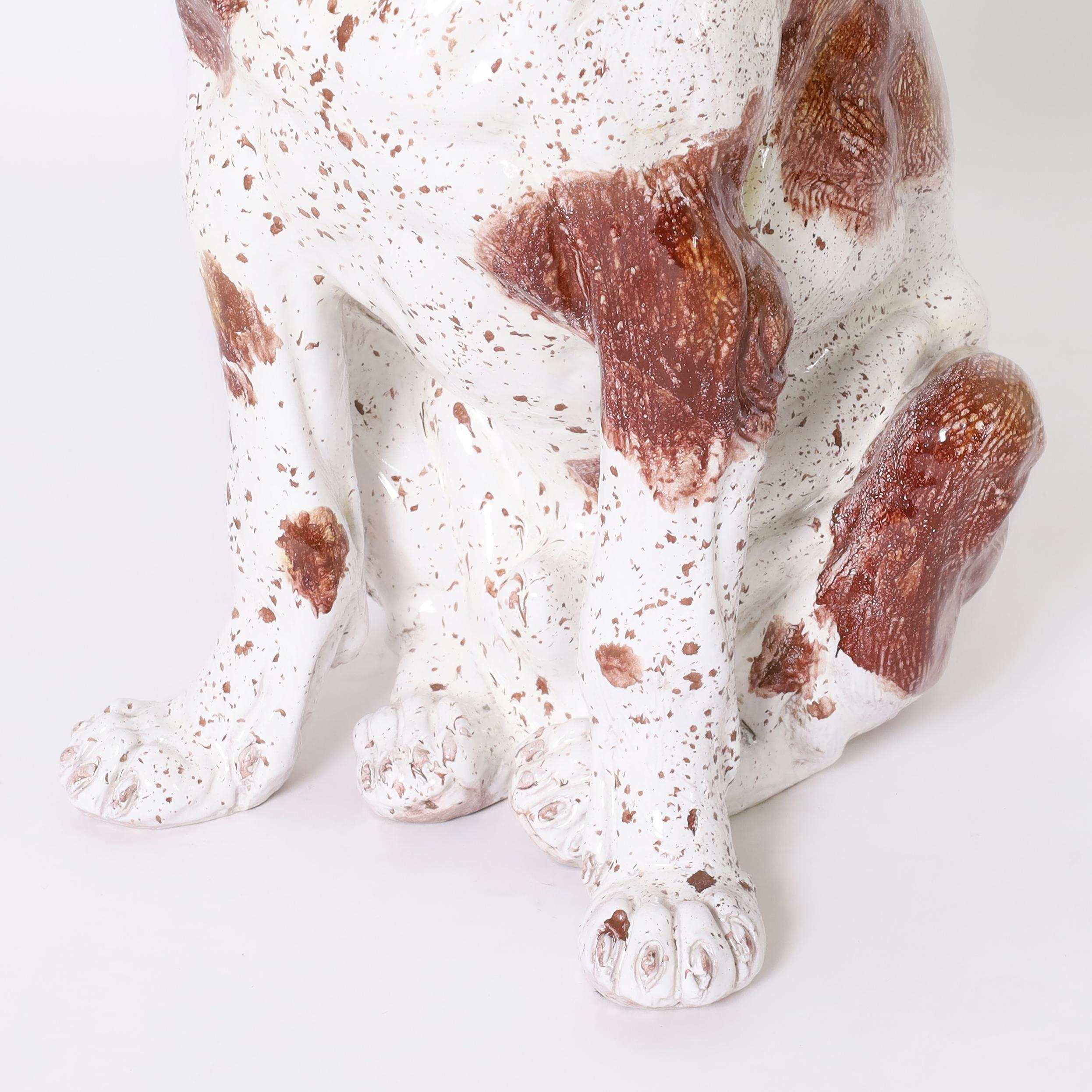 Vintage Italienisch glasiert Terrakotta Hund (Porzellan) im Angebot