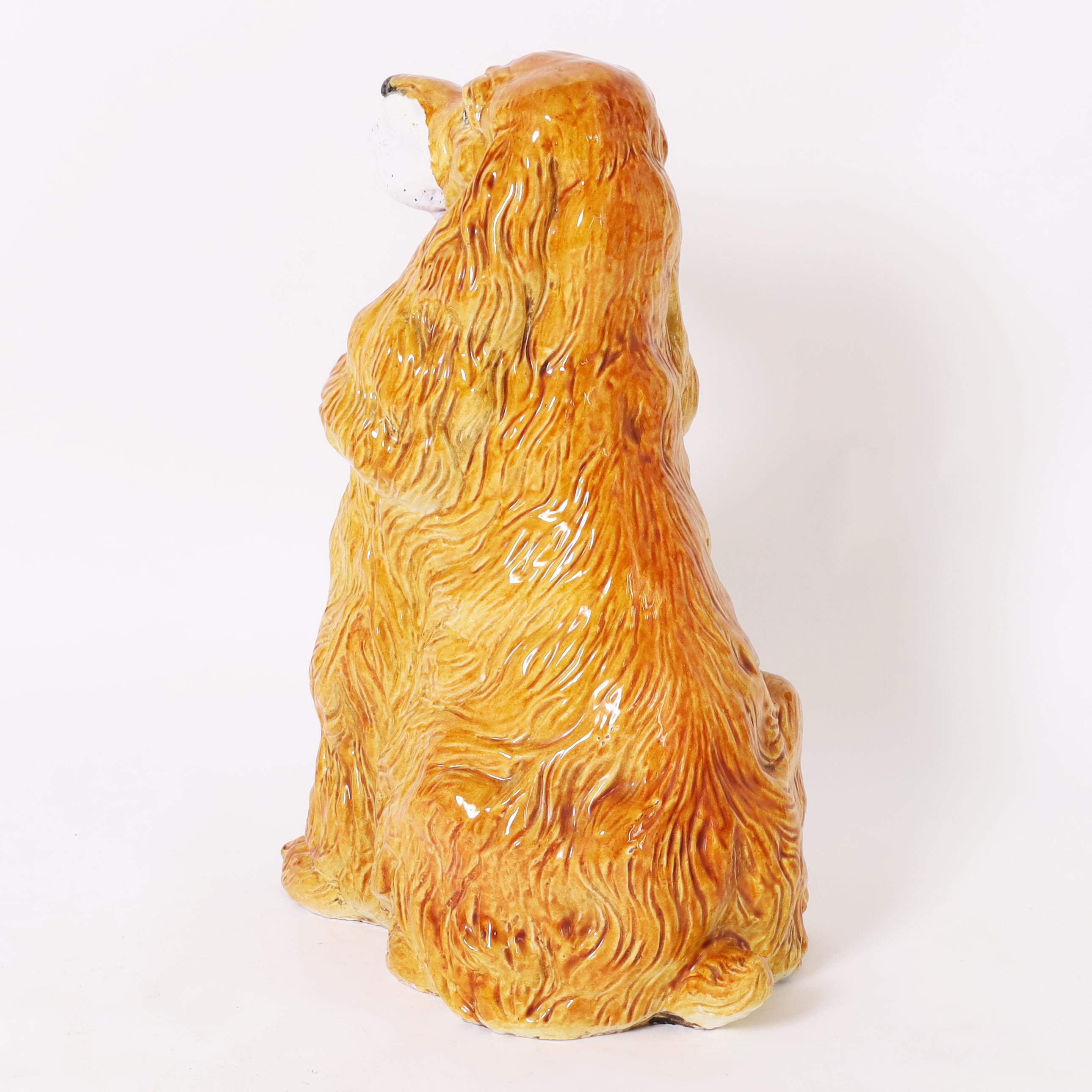 Perro o Cocker Spaniel Antiguo de Terracota Esmaltada Italiana Moderno de mediados de siglo en venta