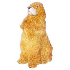 Italienischer glasierter Terrakotta-Huhn oder Cocker Spaniel, Vintage