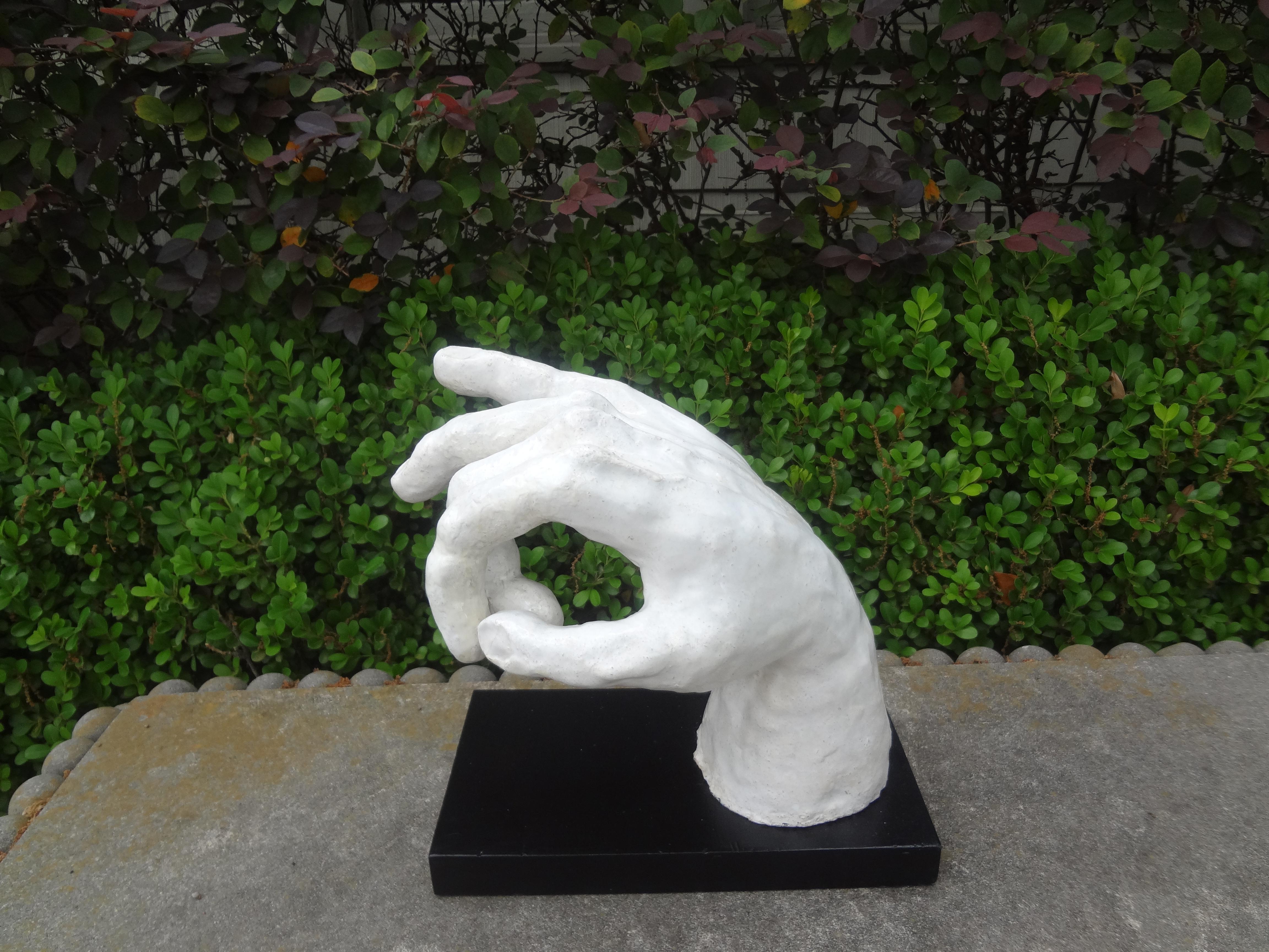Terracotta Vintage Italian Glazed Terra Cotta Hand Sculpture For Sale