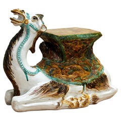 Vintage Italian Glazed Terra Cotta Stool or Stand