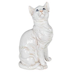 Vintage Italian Glazed Terracotta Cat