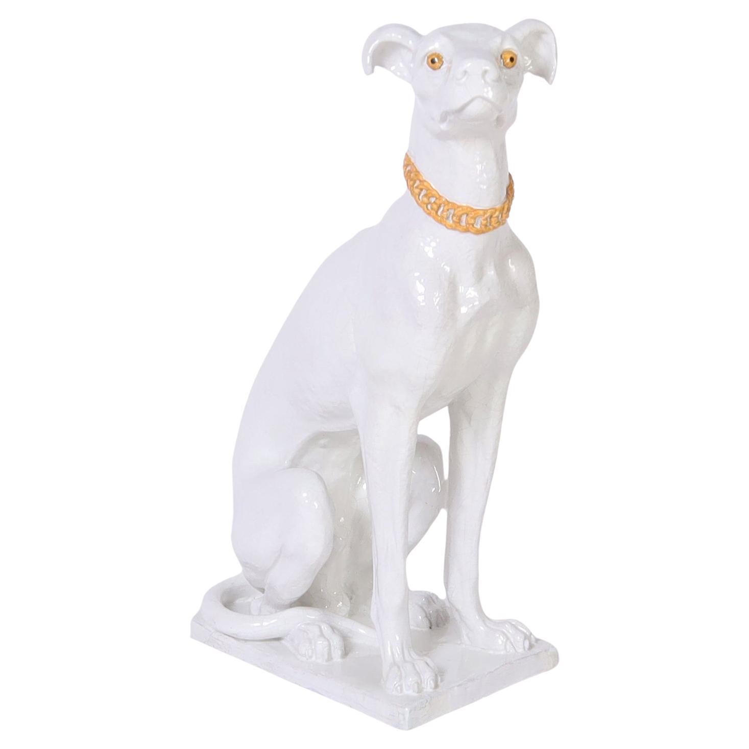 Vintage Italian Glazed Terracotta Dog