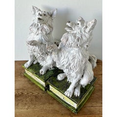 Vintage Italian Glazed Terracotta Dogs - A Pair