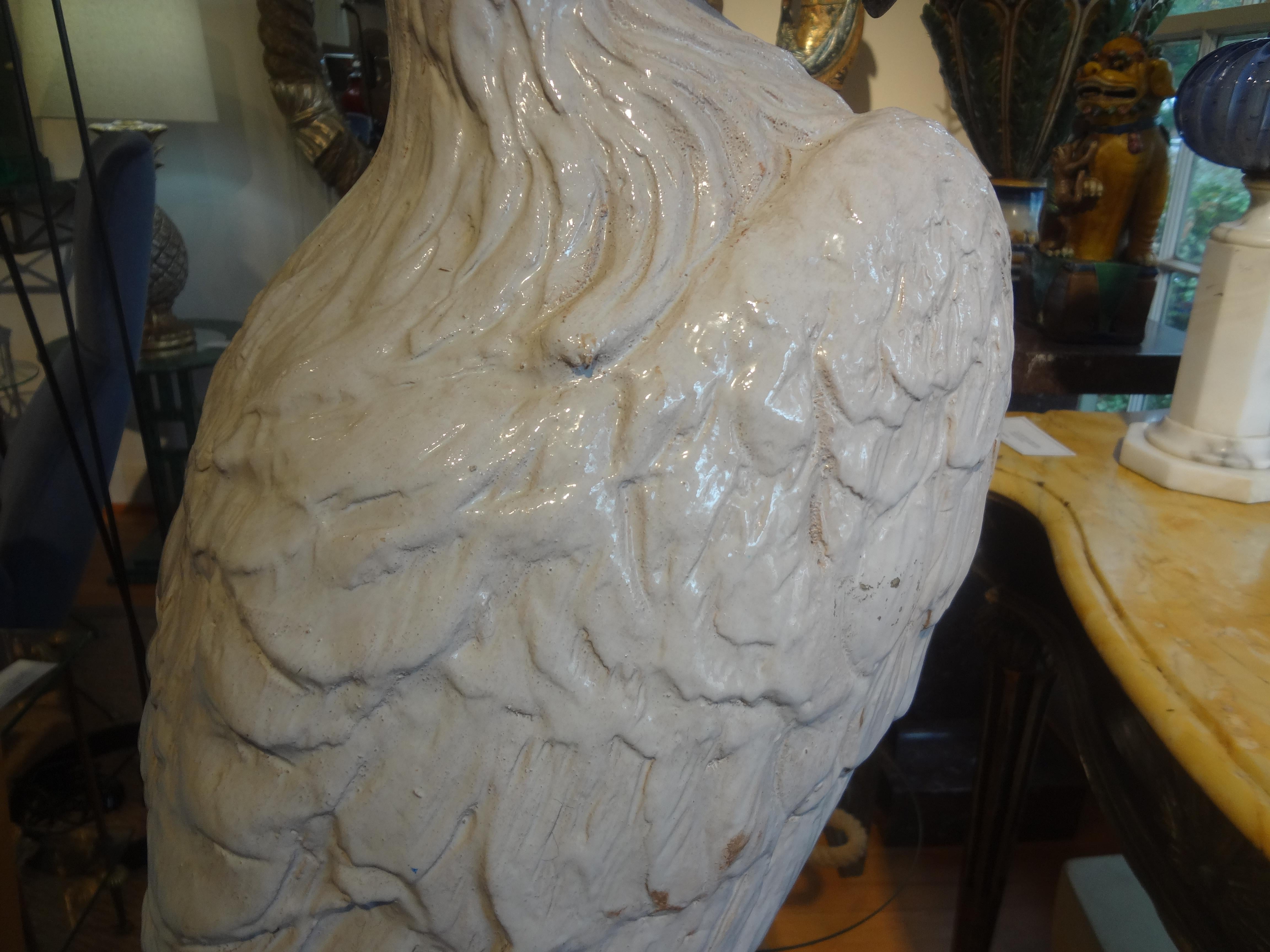 Vintage Italian Terracotta Glazed Eagle Sculpture en vente 3