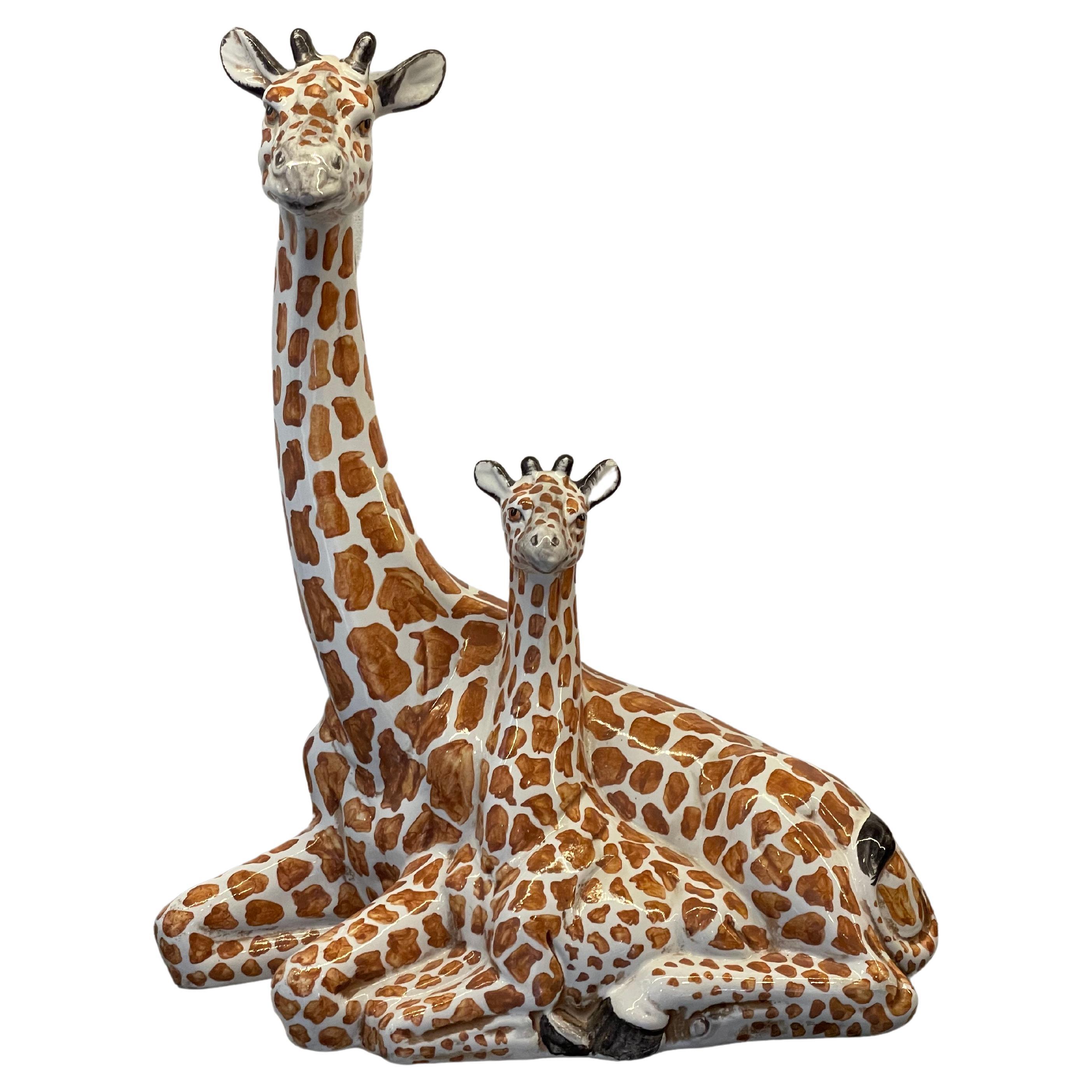 Vintage Italian Glazed Terracotta Giraffes For Sale