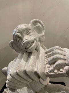 Vintage Italian Terracotta Monkey Sculpture, Glazed, 1970s