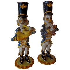 Vintage Italian Glazed Terracotta Music Men’s Figures