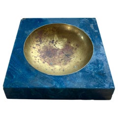 Vintage Italian Goatskin and Brass Ashtray by Aldo Tura, 1960s