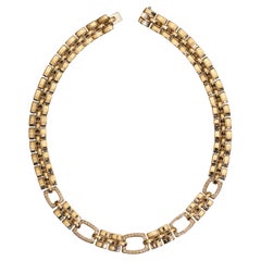 Vintage Italian Gold And Diamond Collar Necklace, Circa 1990
