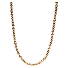Vintage By, collana di perline in oro giallo 18KT, collana di perline spazzolate