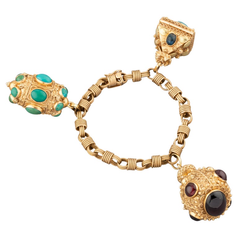 Vintage Italian Gold Charm Bracelet For Sale at 1stDibs