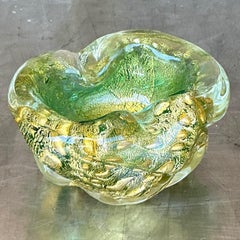 Vintage Italian Gold Dust Glass Bowl After Murano